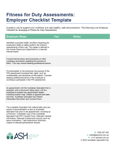 Fitness For Duty Assessments Employer Checklist Template